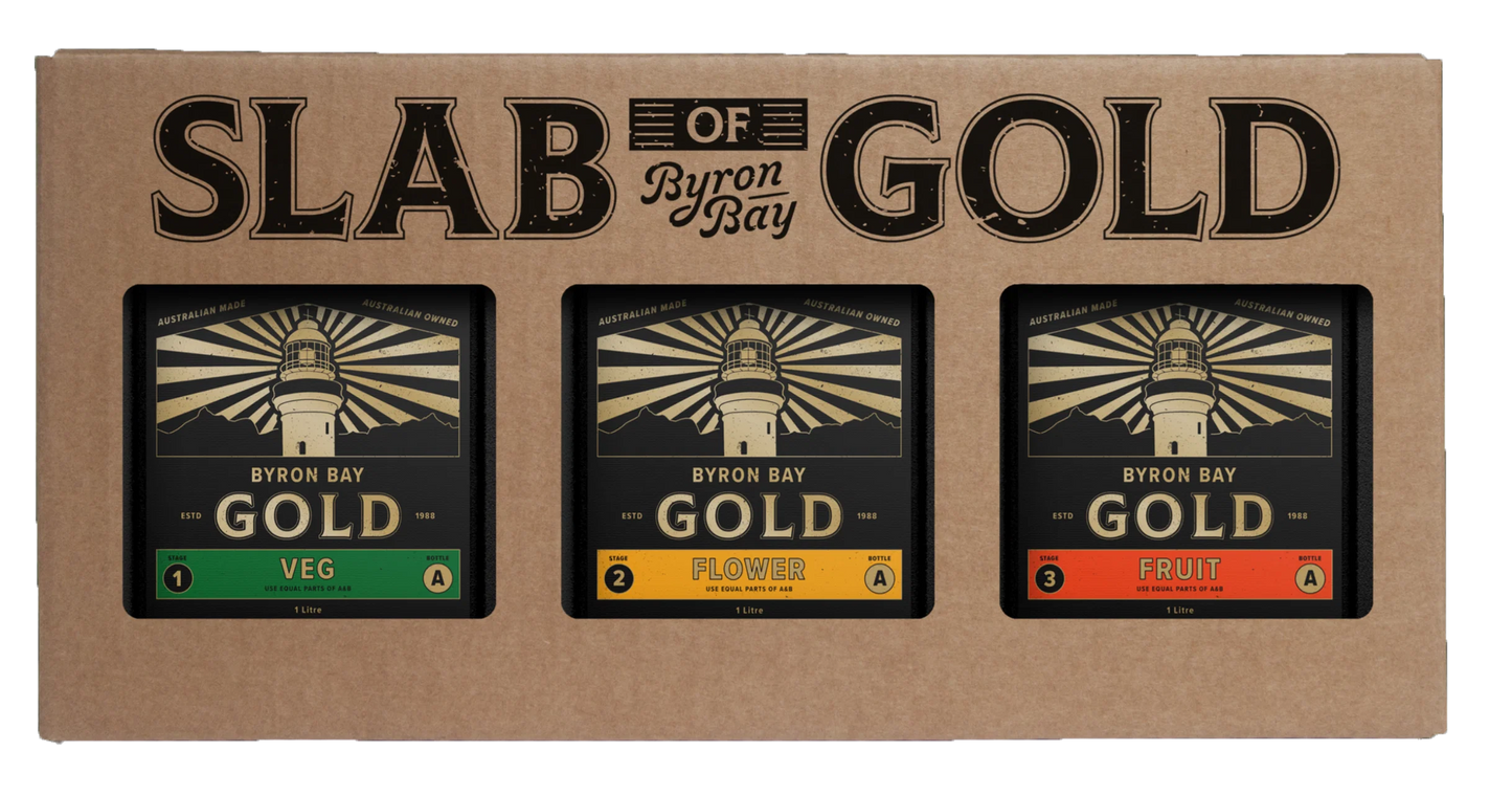 BYRON BAY GOLD "SLAB OF GOLD" 3 X ONE LITRE A + B SETS