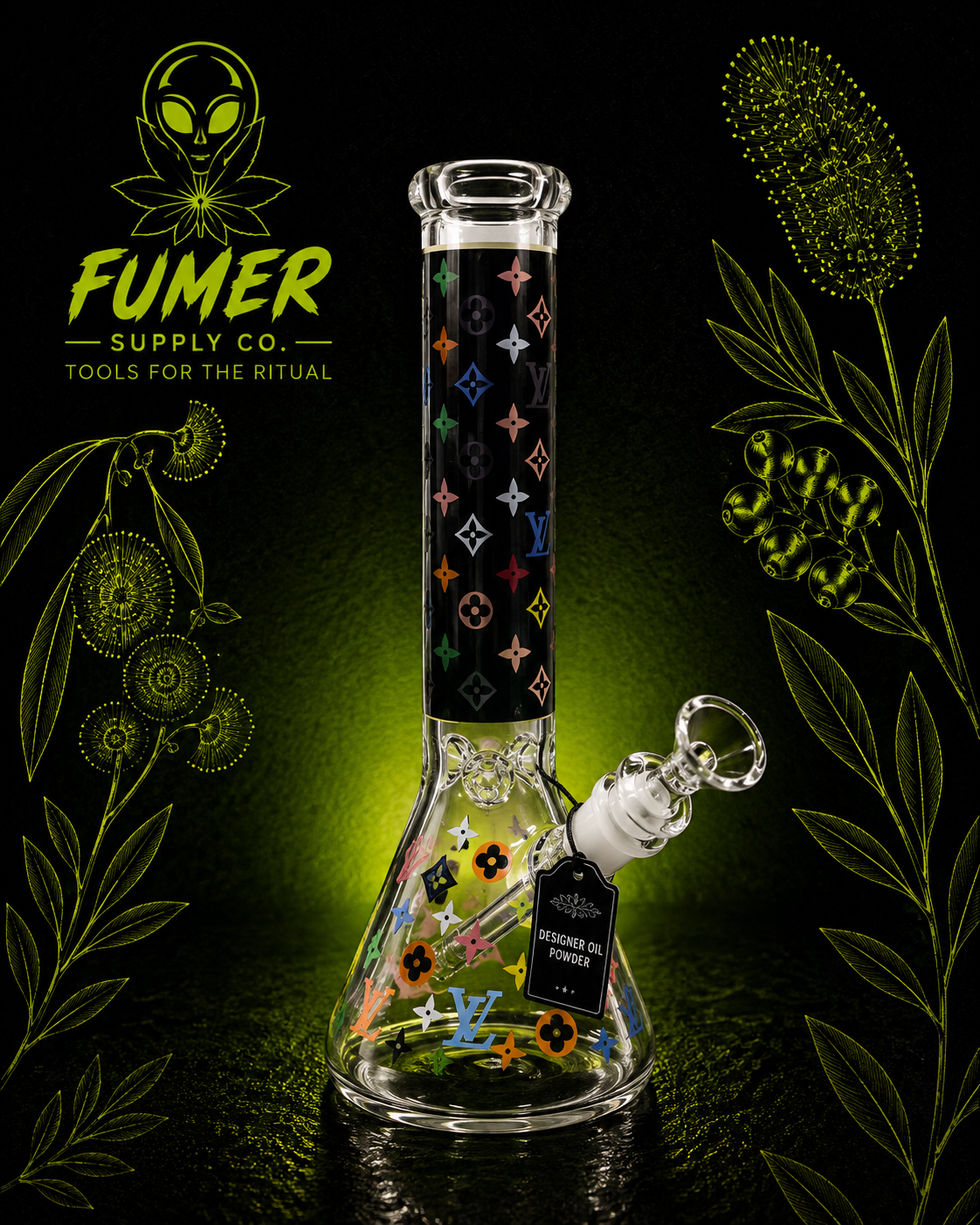 Multicolour Monogram Glass Beaker