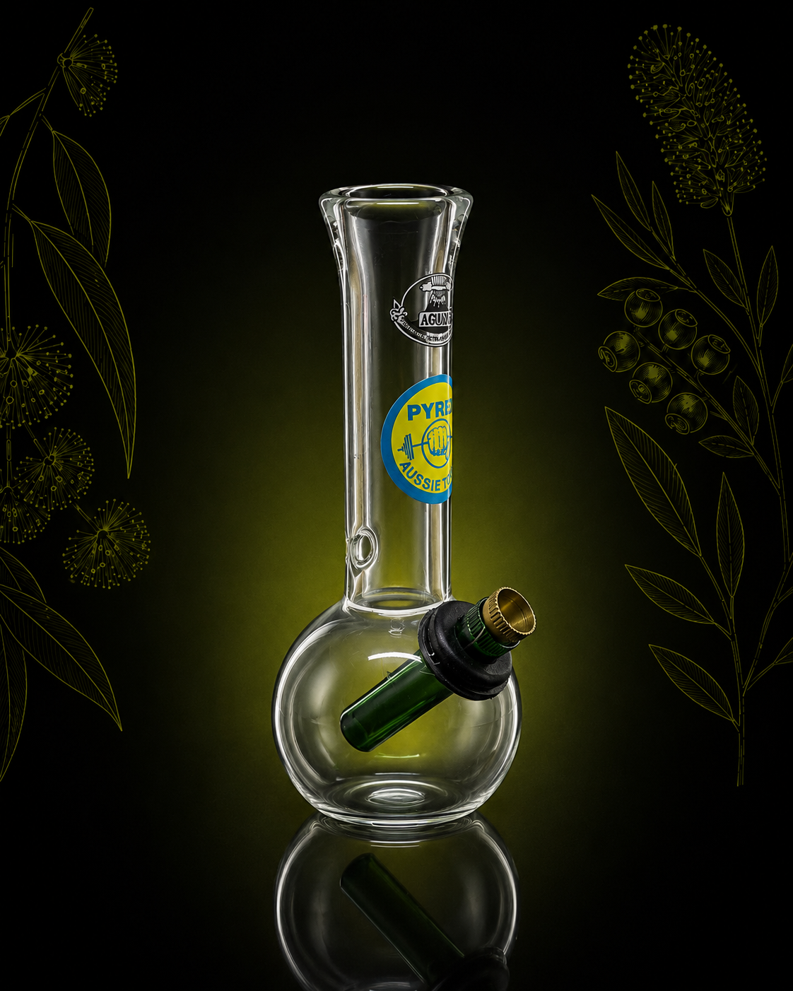 Agung Aussie Tough Bubble Glass – Green Stem