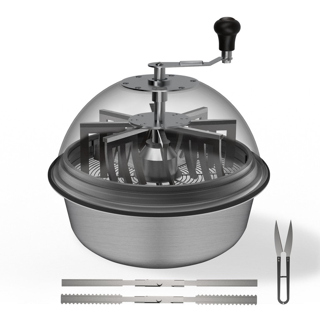 AC Infinity Bud Bowl trimmer, Twist spin cut with clear visibility dome, wet or dry product